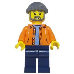 Orange Torso, Dark Blue Legs, Dark BLuish Grey Cap