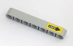 Technic, Liftarm Thick 1 x 7 with White 'LOCK' on Black Arrow on Yellow Background Pattern (Sticker) - Set 42043