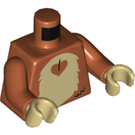 Lego Torso Fur Monkey Stomach, Tan Print, Dark Orange Arms, Tan Hands / Dark Orange