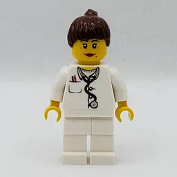Doctor, Woman, White Torso with Stethoscope and Pocket, White Legs, Dark Brown Ponytail