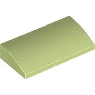 Brick Curved 2 x 4 x 2/3 No Studs, with Bottom Tubes / Yellowish Green