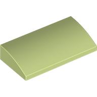 Lego Brick Curved 2 x 4 x 2/3 No Studs, with Bottom Tubes / Yellowish Green