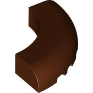 Lego Brick Round Corner 5 x 5 x 1 Curved, Bottom Cut Outs, No Studs, 9 Bottom Tubes / Reddish Brown