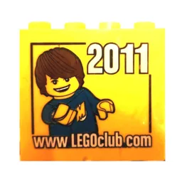 Brick 2 x 4 x 3 with 'www.LEGOclub.com 2011' Print / Yellow