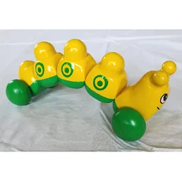 Primo Caterpillar with Green Wheels, Circles Print / Yellow