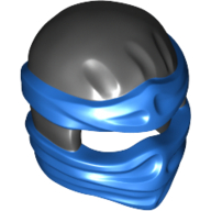 Lego Wrap with Short Back Knot, Blue Pattern / Black