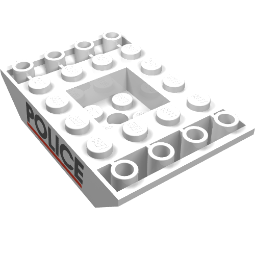 Lego Brick Sloped Inverted 45° 6 x 4 Double with Recessed Center and "POLICE" and Red Line Print