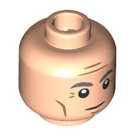 Lego Minifig Head Jean-Luc Picard, Dark Bluish Grey Eyebrows, Wrinkles, Neutral Stare / Light Nougat