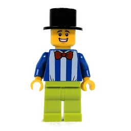 Blue Torso with White Stripes, Lime Legs, Black Top Hat