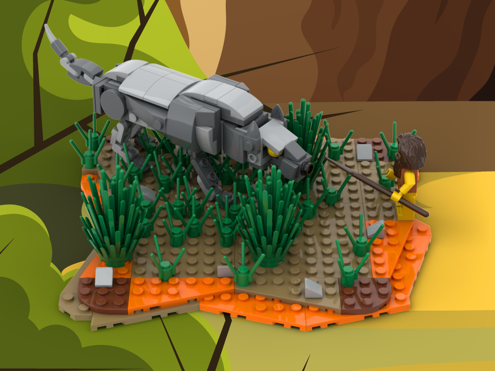 Lego Wolf Against a Man - Caveman