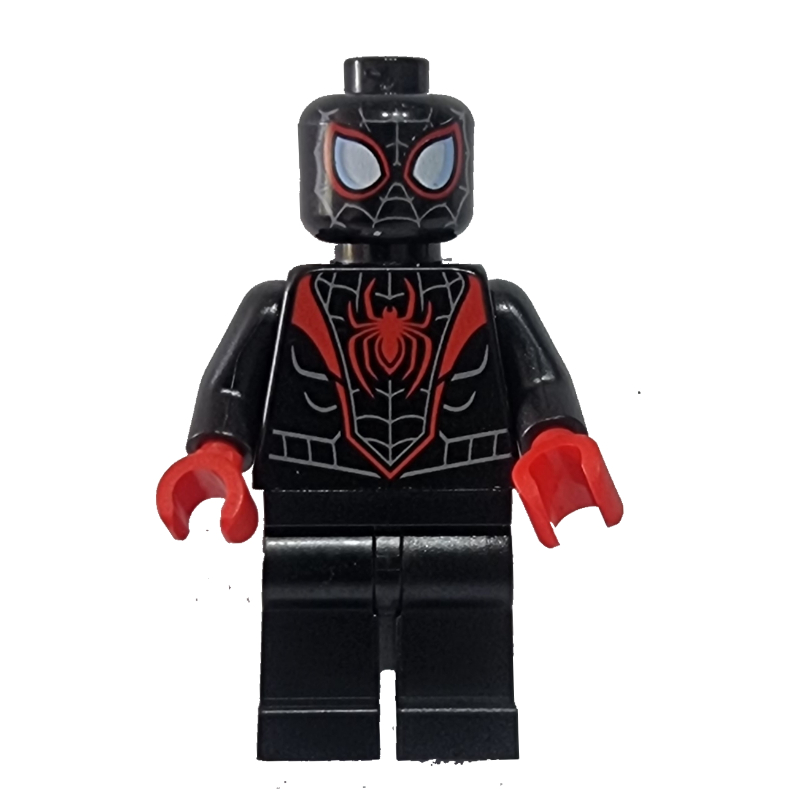 Lego Spider-Man (Miles Morales), Red Hands, Gray Face Webbing