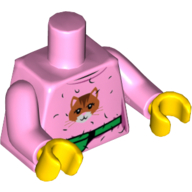 Lego Torso Sweater, Cat Head and Bum-Bag / Fanny-Pack Print, Bright Pink Arms, Yellow Hands / Bright Pink