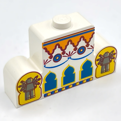 Lego Brick Curved 1 x 4 x 2 Center Stud Top with Orient Arches, Minifigs Print