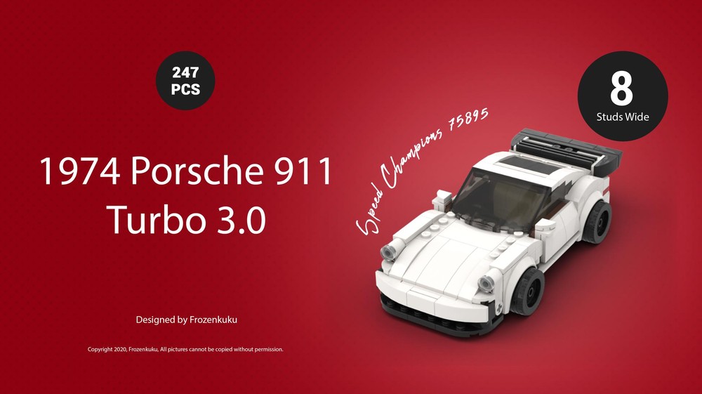 Lego Speed champion 1974 Porsche 911 Turbo 3.0 75895 8 Studs conversion