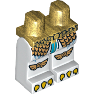 Lego Hips and White Legs with Gold Scaled Armour, Eagle Knee Protection and Yellow Claws Print / Pearl Gold