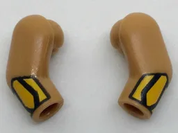 Arm, (Matching Left and Right) Pair with Bright Light Orange Cuffs Pattern / Medium Nougat