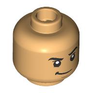 Lego Minifig Head Roronoa Zoro, Eyebrows, Smirk / Angry Lopsided Growl Print / Warm Tan