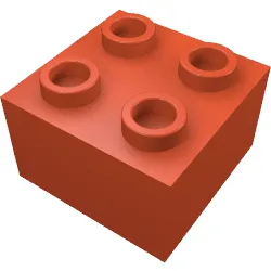 Brick 2 x 2 without Inside Ridges / Red