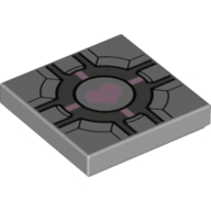 Lego Tile 2 x 2 with Companion Cube Pink Heart Print