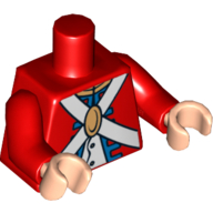 Lego Torso Imperial Soldier Uniform with Knapsack on Back Print, Red Arms, Light Nougat Hands / Red