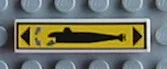 Tile 1 x 4 with Black Submarine and Triangles, Blue Arrows on Yellow Background Pattern Model Left Side (Sticker) - Set 8480