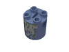 Lego Brick Round 2 x 2 x 2 Robot Body, Axle Holder '+' Orientation with Grey Squares Print / Sand Blue
