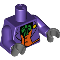 Lego Torso Suit with Orange Vest, Green Tie, Yellow Flower Print, Dark Purple Arms, Dark Bluish Gray Hands / Dark Purple