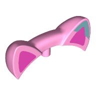 Lego Headwear Accessory Cat Ears with Pin, Dark Pink Ears, Dark Turquoise Spot print / Bright Pink