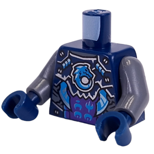 Lego Torso, Dark Azure Dragon, Silver/Dark Purple Armor print, Dark Bluish Gray Arms, Dark Blue Hands / Dark Blue
