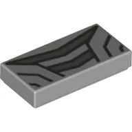 Tile 1 x 2 with Dark Bluish Gray Thick and Thin Lines Print / Light Bluish Gray