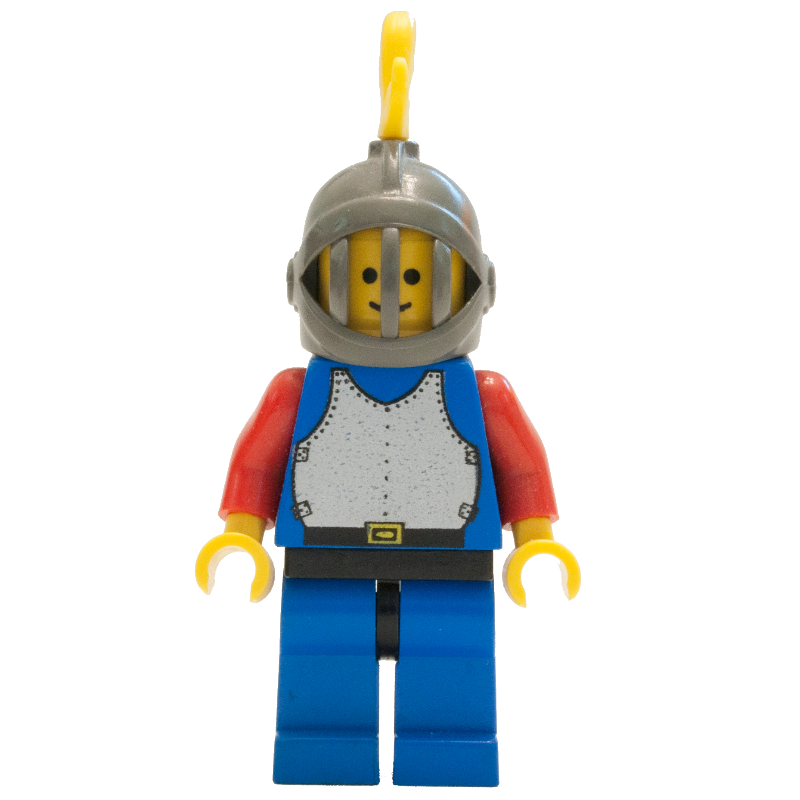Lego Knight (Breastplate on Blue) - Blue Legs, Dark Gray Helmet, Yellow Plume