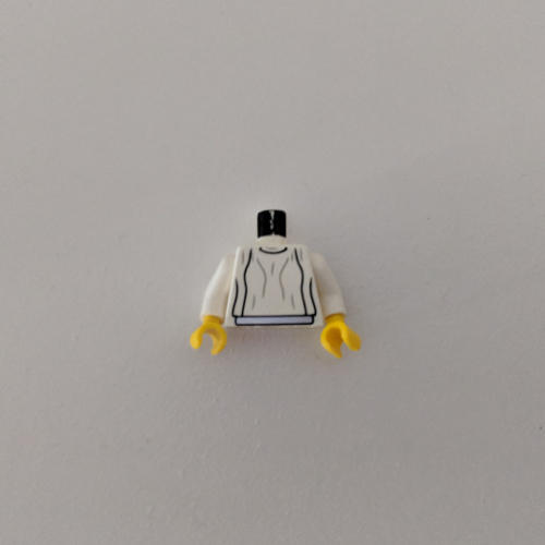 Lego Torso Dress Light Gray Folds Print (Leia), White Arms, Yellow Hands / White