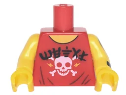 Torso Sleeveless Top with White Skull, Black Ninjago Logogram 'METAL' Pattern / Yellow Arm Left with Dragon Tattoo Pattern / Yellow Arm Right / Yellow Hands