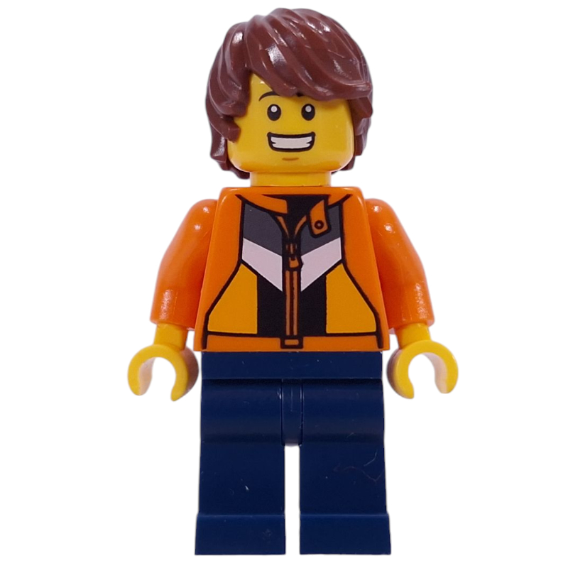 Lego Just Jason, Vlogger, Orange Jacket, Dark Blue Legs, Reddish Brown Hair