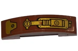 Slope, Curved 4 x 1 x 2/3 Double with Gold Hydraulic Cylinder Pattern Model Left Side (Sticker) - Set 70738