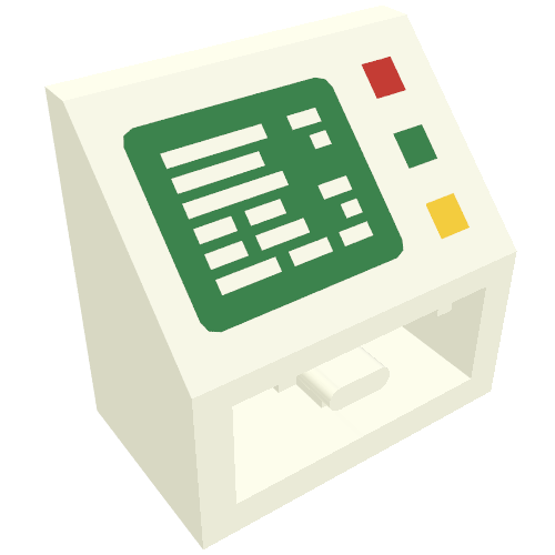 Lego Brick Sloped Inverted 45° 2 x 2 with Computer Screen and Right Side Buttons Print / White