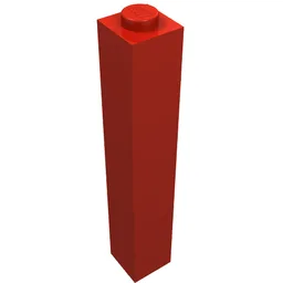 Brick 1 x 1 x 5 with Solid Stud / Red