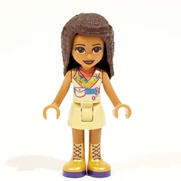 Andrea - Tan Jacket, Tan Skirt, Dark Brown Hair
