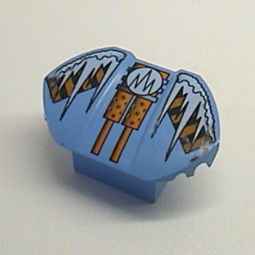 Lego Brick Curved 2 x 2 x 1 with Wings and Chill Print / Medium Blue