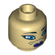 Lego Minifig Head Barriss Offee, Purple Lips, Dark Tan Tattoo Print [Blocked Open Stud] / Tan