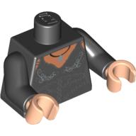 Lego Torso Dress with Ornate Design Print (Bellatrix Lestrange), Black Arms, Light Nougat Hands / Black