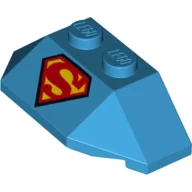 Brick Wedged, Sloped 45° 2 x 4 Triple with Superman/Supergirl Logo / Dark Azure