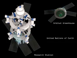 United Nations of Earth - Research Station and Orbital Greenhouse (Microscale)