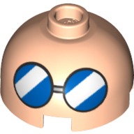 Lego Brick Round 2 x 2 Dome Top, Hollow Stud with Blue Glasses print / Light Nougat