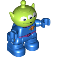 Lego Duplo Figure Alien Head with 3 Eyes, Blue Legs, Arms, and Hands, Purple Belt and Buckle Print (Toy Story Alien) / Blue