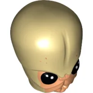 Minifig Head Special, Bith with Black Eyes and Nougat Mouth Print (Musician) / Tan