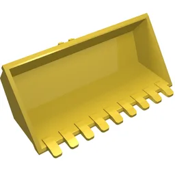 Construction Vehicle Bucket 4 x 8 with Locking 2 Finger Hinge, Flat Inside / Yellow