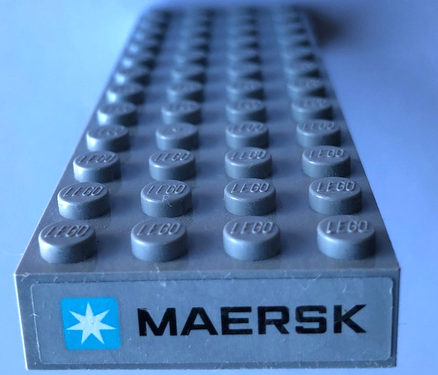 Lego Brick 4 x 12 with Maersk Logo on Light Bluish Gray Background Pattern on Both Ends (Stickers) - Set 10241