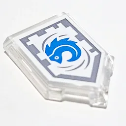 Tile Special 2 x 3 Pentagonal with Nexo Power Shield Print - Rolling Hedgehog / Trans-Clear