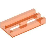 Tile Special 1 x 2 Grille with Bottom Groove / Trans-Neon Orange